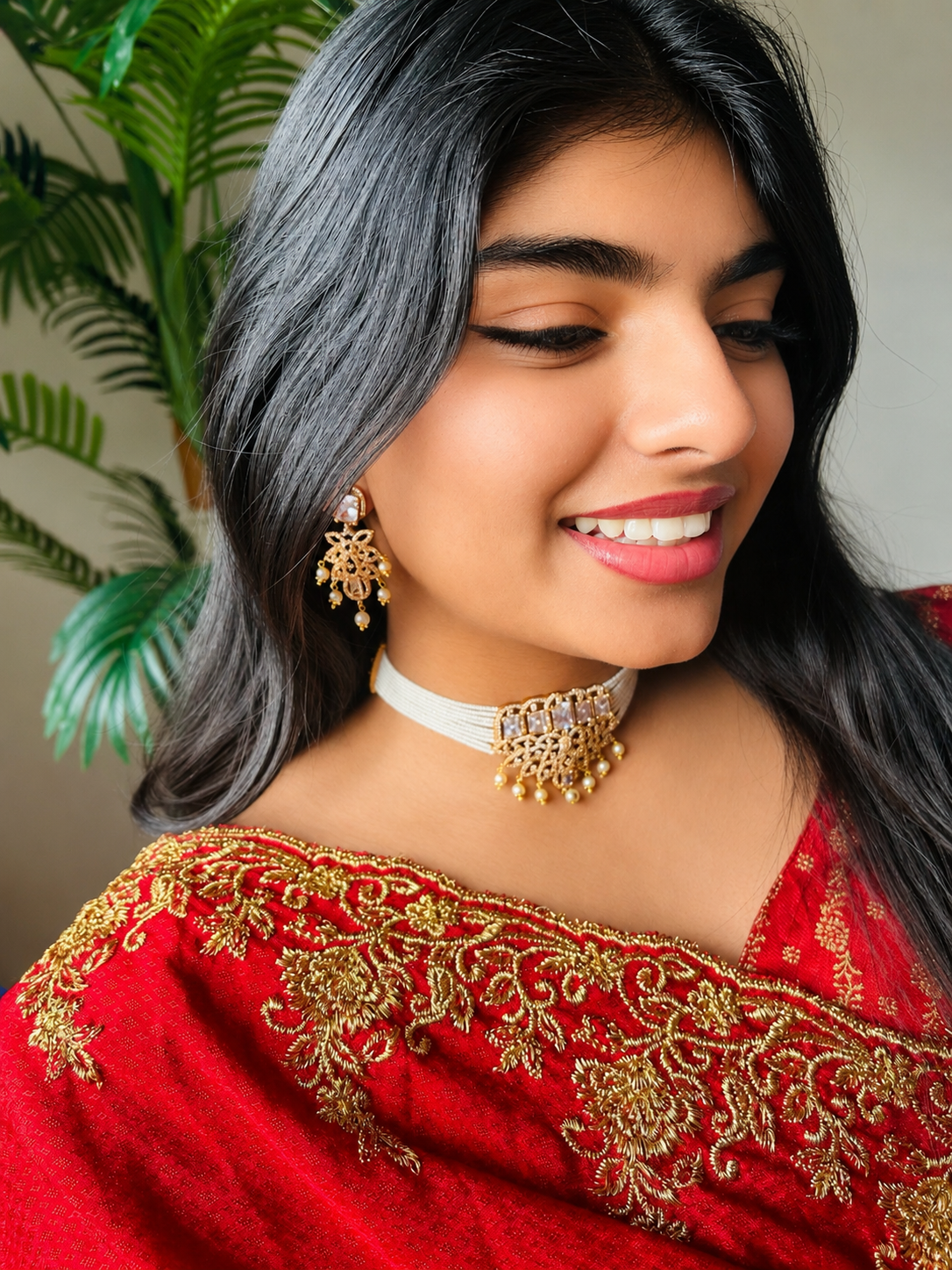 White beaded Chocker set