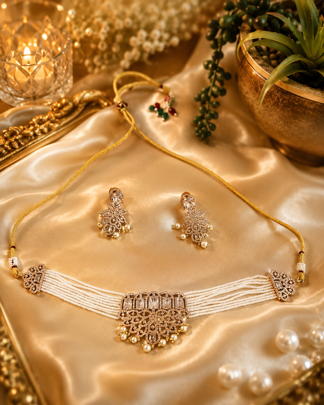 White beaded Chocker set