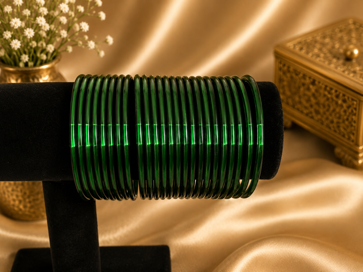 Green glass bangles