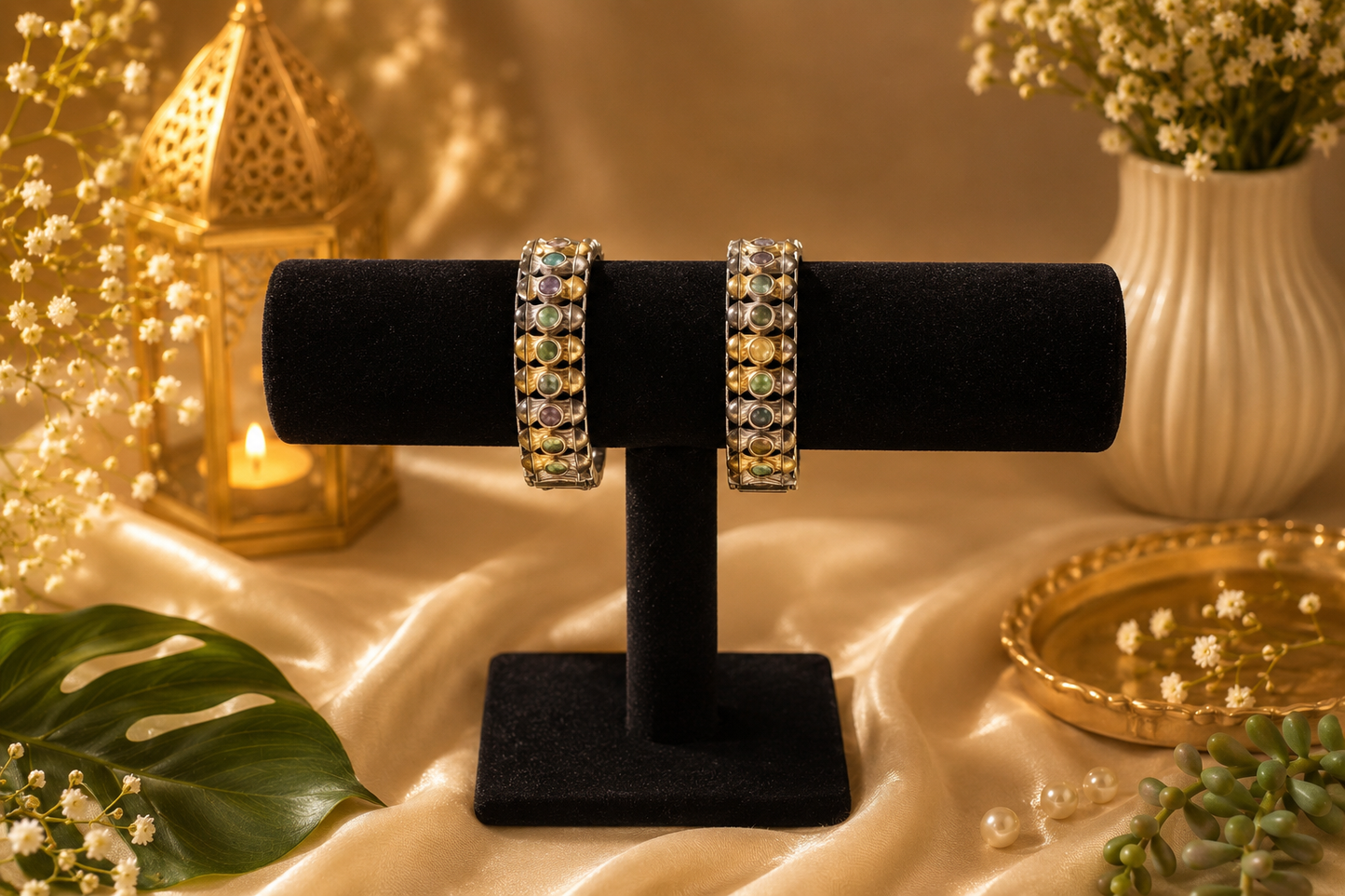 Dual tone oxidised bangles