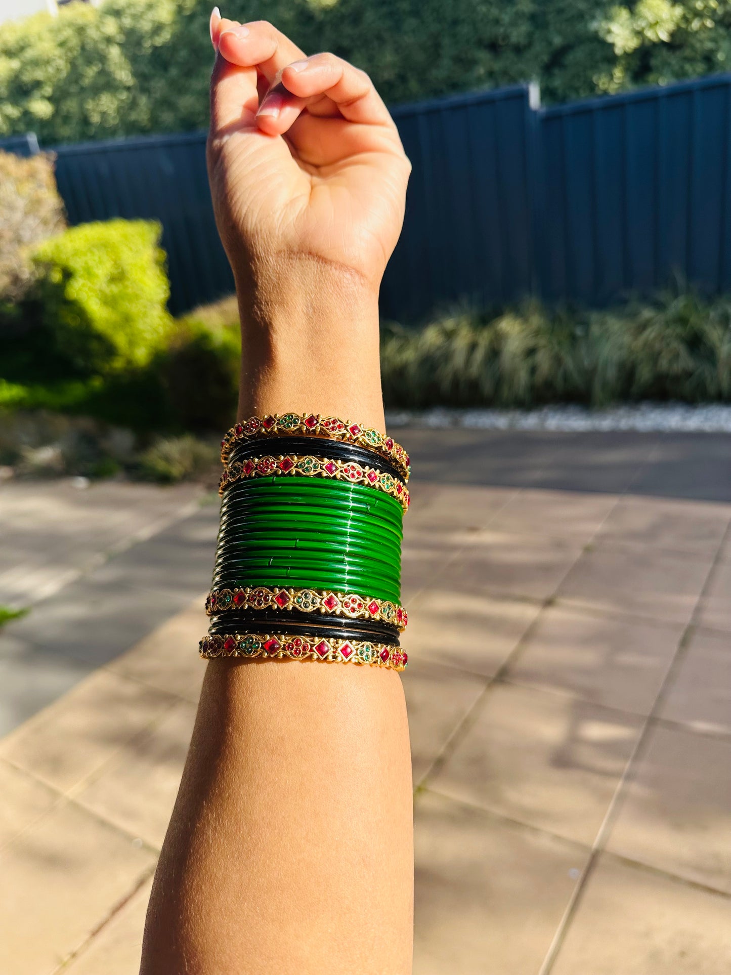Green glass bangles