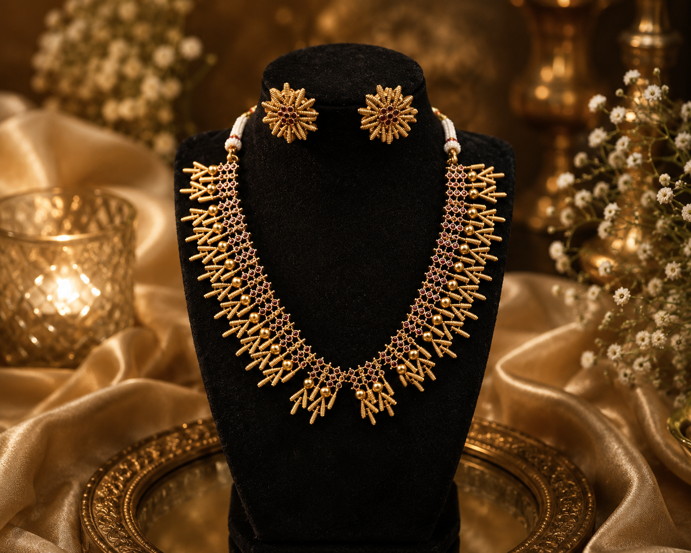 Elegant Gold Choker Necklace
Set